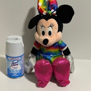 Disney Rainbow Minnie Plush with Polka Dot Dress and Black Ears